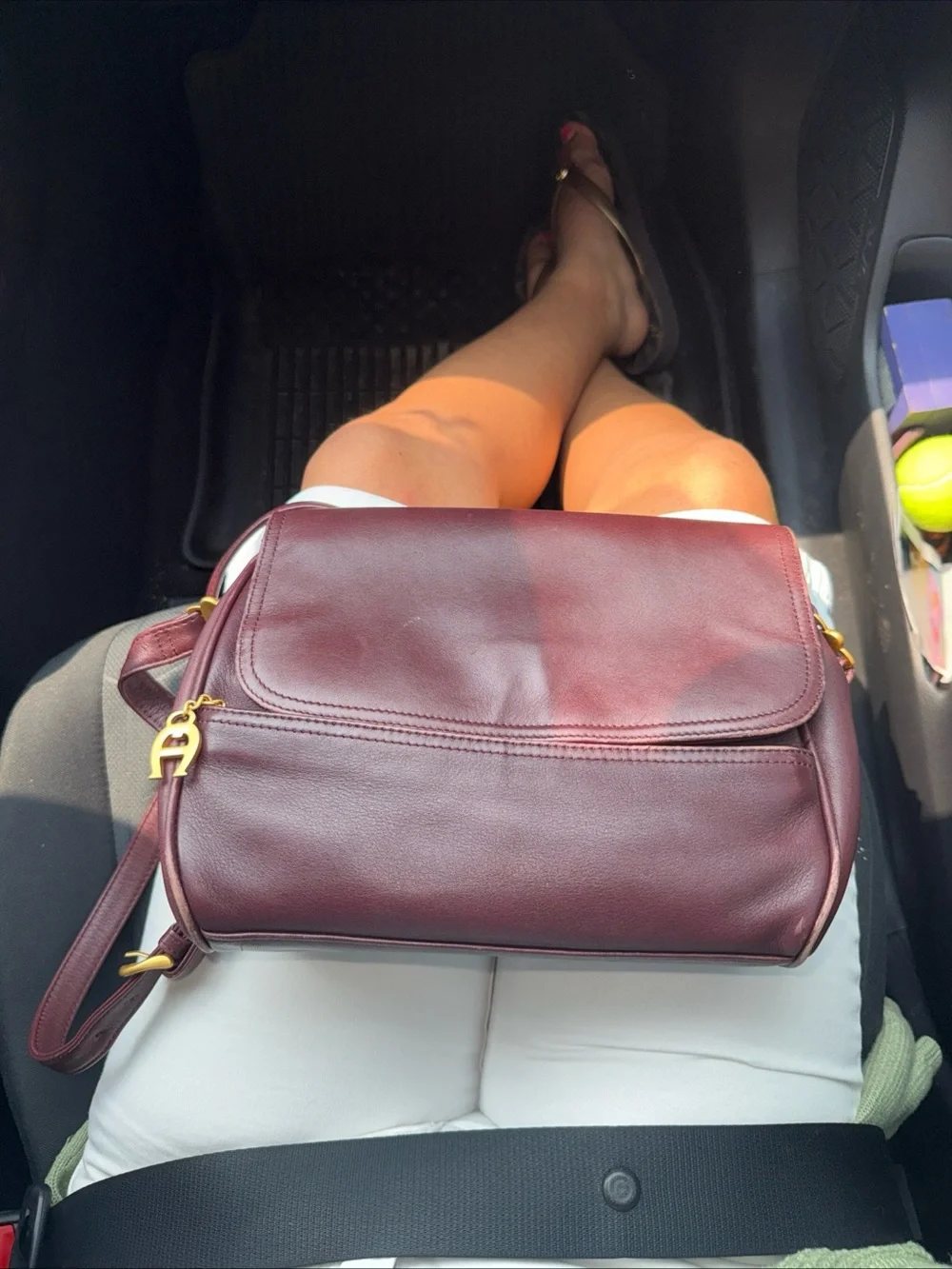 Etienne Aigner Burgundy Leather Crossbody with Gold Hardware